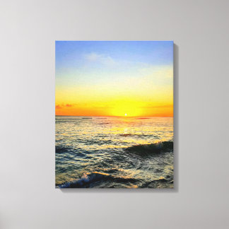 Golden Caribbean Sonnenuntergang Leinwand Wine tas