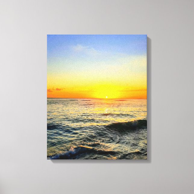 Golden Caribbean Sonnenuntergang Leinwand Wine tas (Vorderseite)