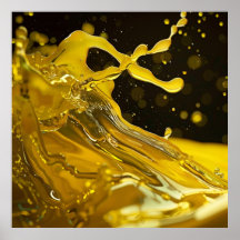 Golden Cascade Liquid Art Poste
