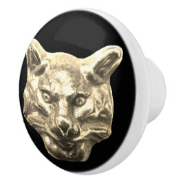 Golden Cat – goldene Katze – vergoldeter Kater Keramikknauf