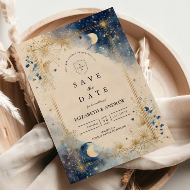 Golden Celestial Night Wedding Save The Date (Von Creator hochgeladen)