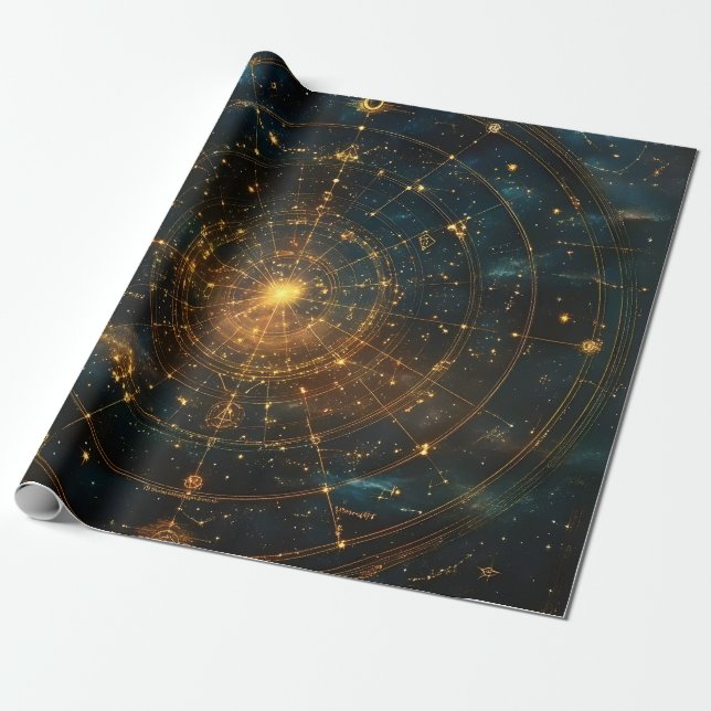 Golden Celestial Star Map (3) Geschenkpapier (Ungerollt)