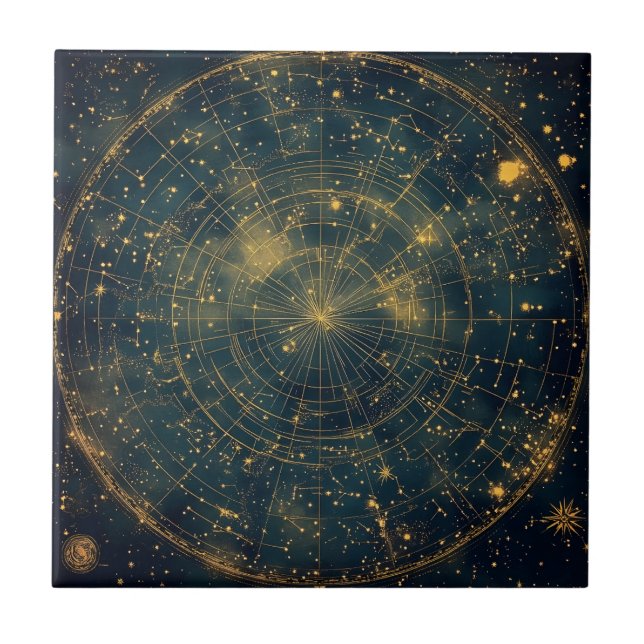 Golden Celestial Star Map (4) Fliese (Vorderseite)