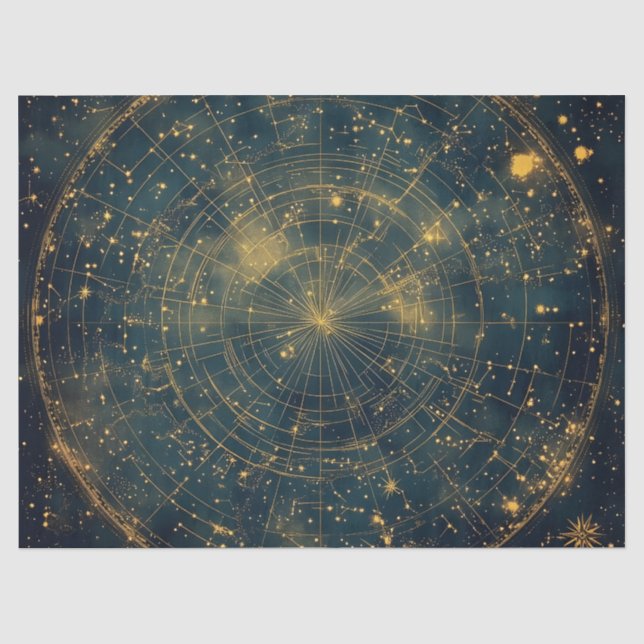 Golden Celestial Star Map (4) Seidenpapier (Vorderseite)