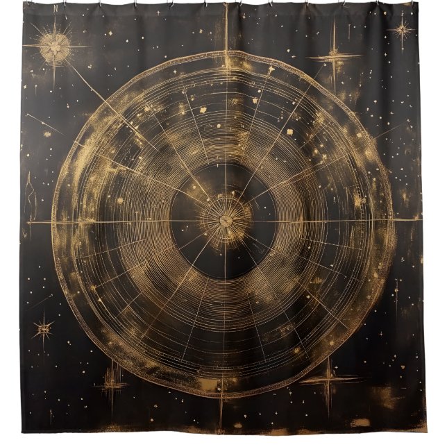Golden Celestial Star Map (5) Duschvorhang (Vorderseite)