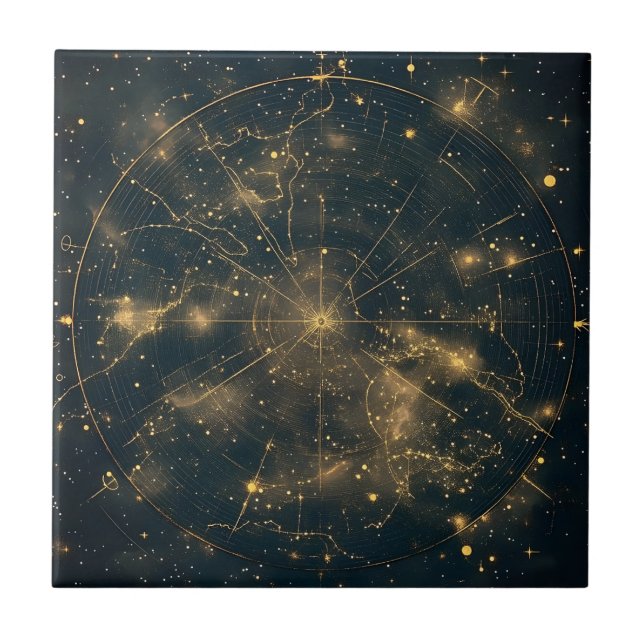 Golden Celestial Star Map (5) Fliese (Vorderseite)
