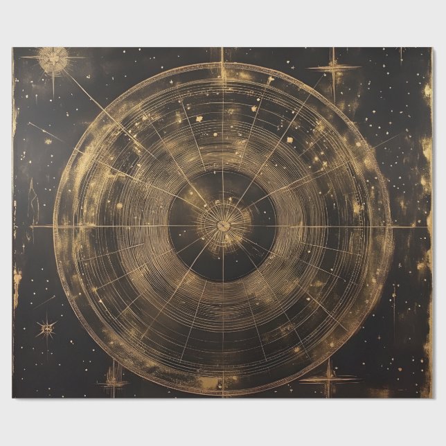 Golden Celestial Star Map (5) Geschenkpapier (Flach)