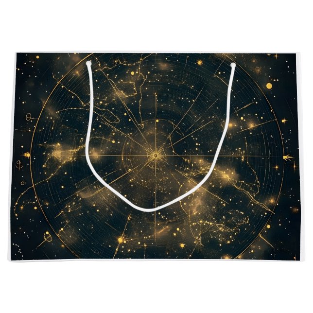 Golden Celestial Star Map (5) Große Geschenktüte (Vorderseite)
