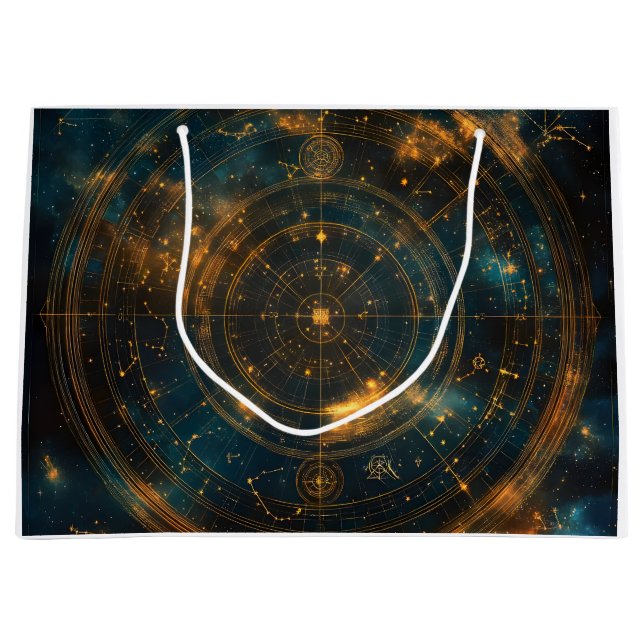 Golden Celestial Star Map Große Geschenktüte (Vorderseite)