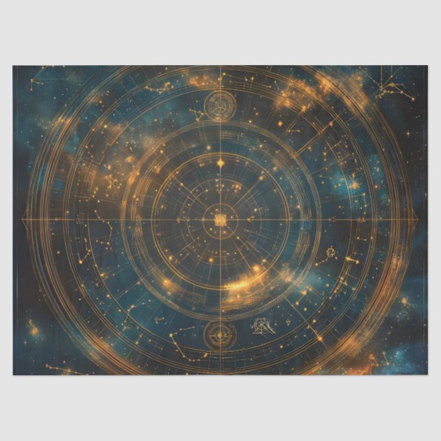 Golden Celestial Star Map Seidenpapier (Vorderseite)