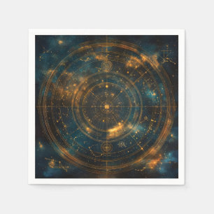 Golden Celestial Star Map Serviette