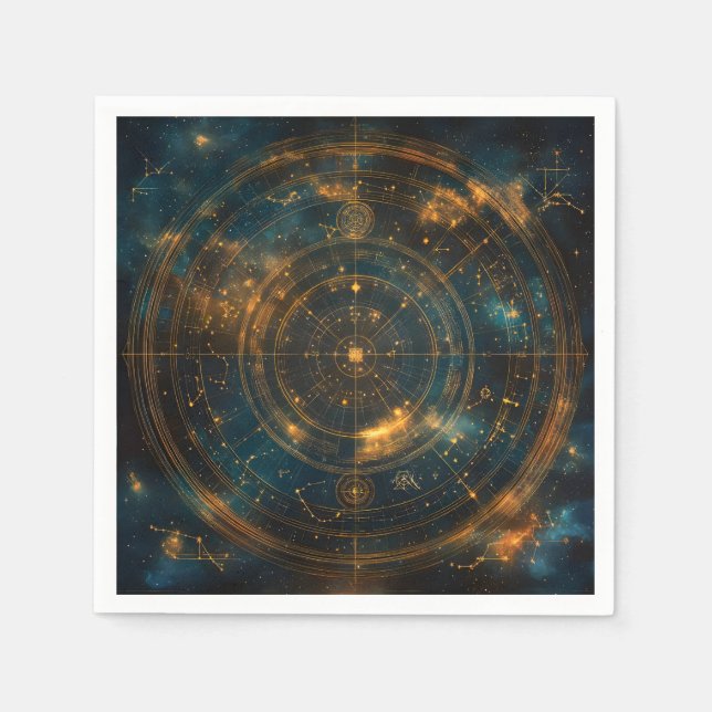 Golden Celestial Star Map Serviette (Vorderseite)