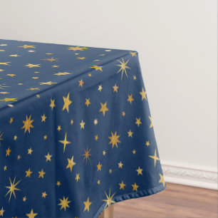 Golden Celestis Stars Pattern Blaues Party Tischdecke