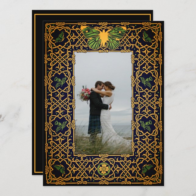 Golden Celtic Knot Einladung (Vorne/Hinten)