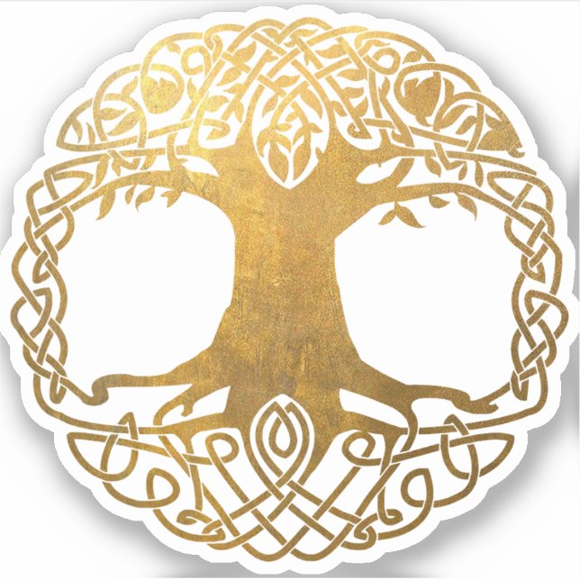 Golden Celtic Tree of Life Aufkleber (Vorderseite)