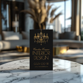 Golden Chandelier Interieur Designer Black Card Visitenkarte