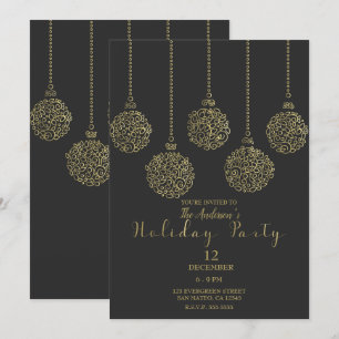 Golden & Charcock Ornamente Elegante Festlichkeit Einladung