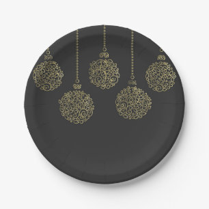 Golden & Charcock Ornamente Elegante Festlichkeit Pappteller