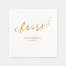 Golden Cheers Mr. & Mrs. Name Datum Weißer Hinterg Serviette