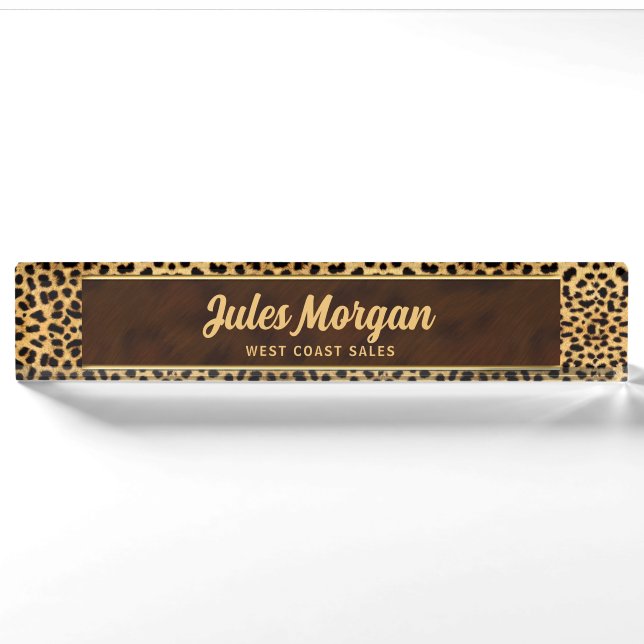 Golden Cheetah Animal Print Namensplakette (Vorderseite)