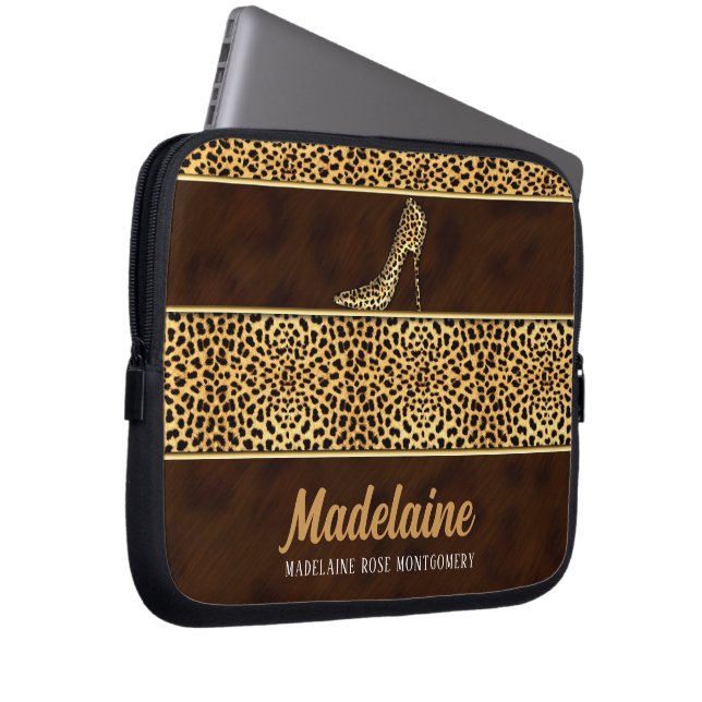 Golden Cheetah Hues in Wild Animal Print Laptopschutzhülle (Vorne Rechts)