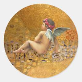 Golden Cherub Runder Aufkleber
