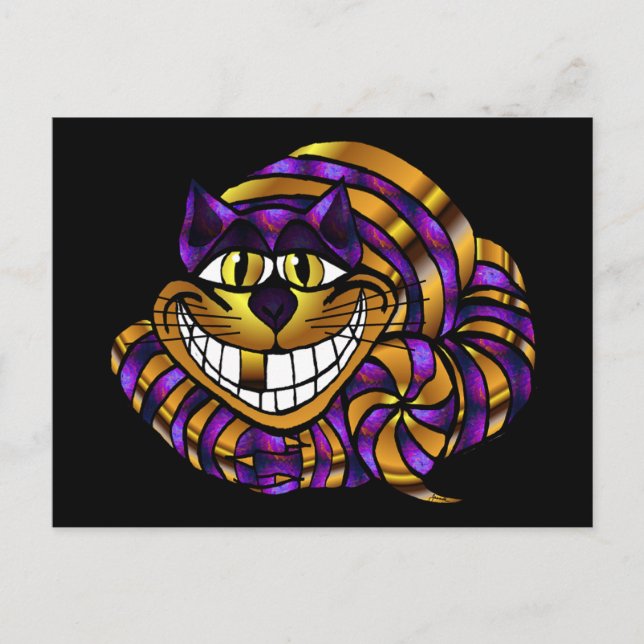 Golden Cheshire Cat Postkarte (Vorderseite)