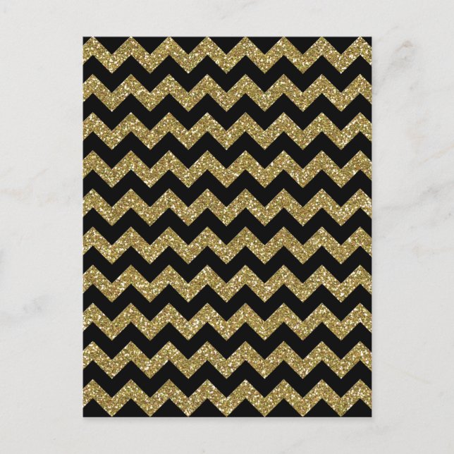 Golden Chevrons Chic Elegante Print Postkarte (Vorderseite)