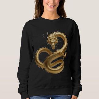 Golden Chinese Dragon Art | Mythical Creature Fant Sweatshirt