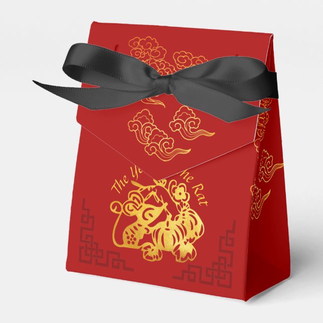 Golden Chinese Paper-cut Rat Year 2020 TFB Geschenkschachtel (Vorderseite)