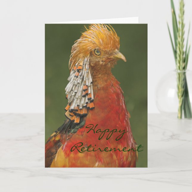 Golden/Chinese Pheasant Happy Retirement Card Karte (Vorderseite)