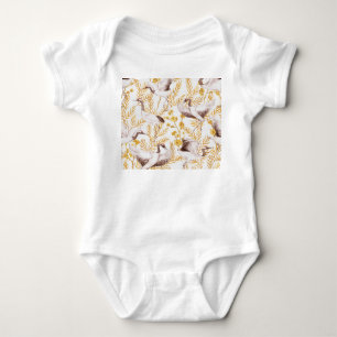 Golden chinesischer Stil, Wasserfarben Sakura Must Baby Strampler