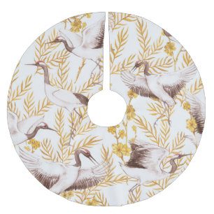 Golden chinesischer Stil, Wasserfarben Sakura Must Polyester Weihnachtsbaumdecke