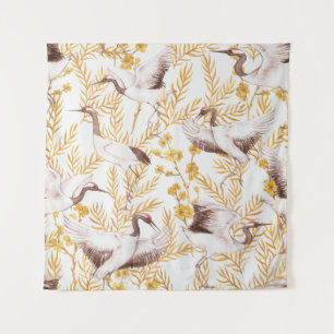 Golden chinesischer Stil, Wasserfarben Sakura Must Wandteppich