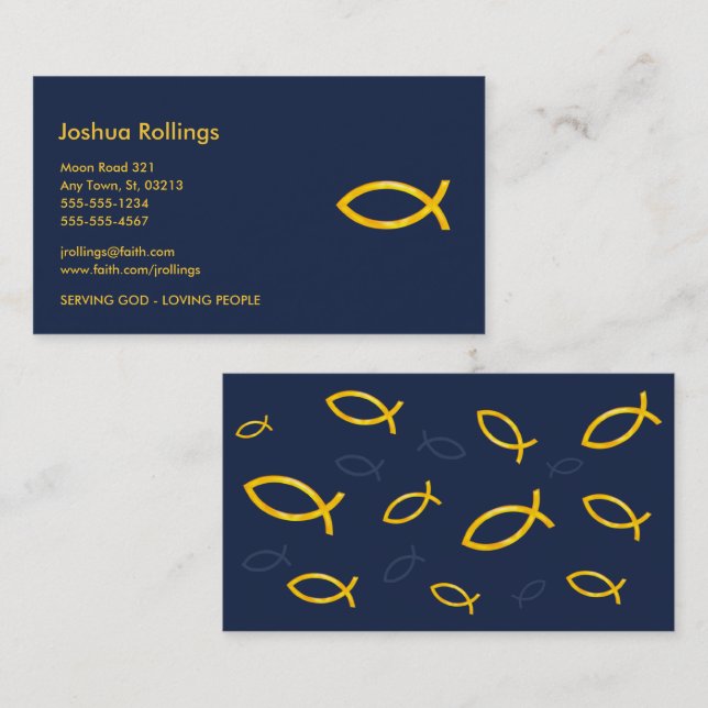 Golden Christlich Fish | Inspiration Visitenkarte (Vorne/Hinten)