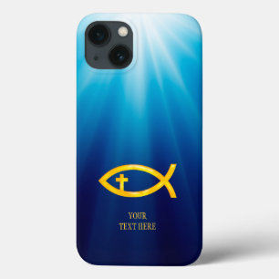 Golden Christliche Fische mit Kreuz Case-Mate iPhone Hülle