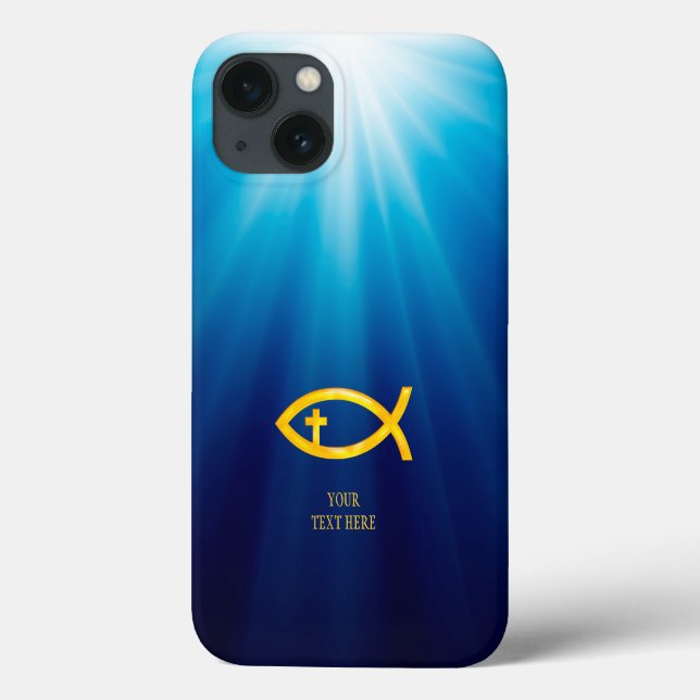 Golden Christliche Fische mit Kreuz Case-Mate iPhone Hülle (Rückseite)