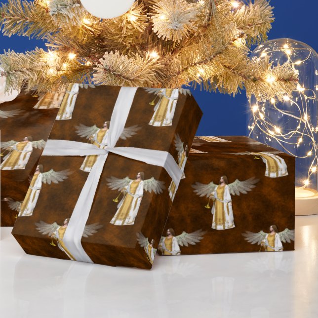 Golden Christmas Angels Geschenkpapier (Feiertage)