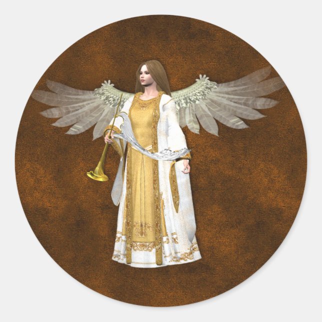 Golden Christmas Angels Runder Aufkleber (Vorderseite)