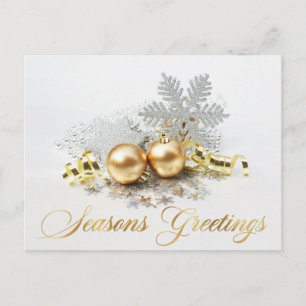 Golden Christmas Balls Ornament Firmengrüße Postkarte