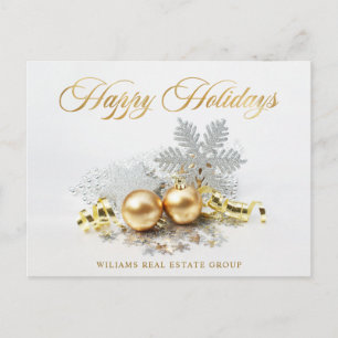 Golden Christmas Balls Ornament Firmengrüße Postkarte