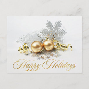 Golden Christmas Balls Ornament Firmengrüße Postkarte