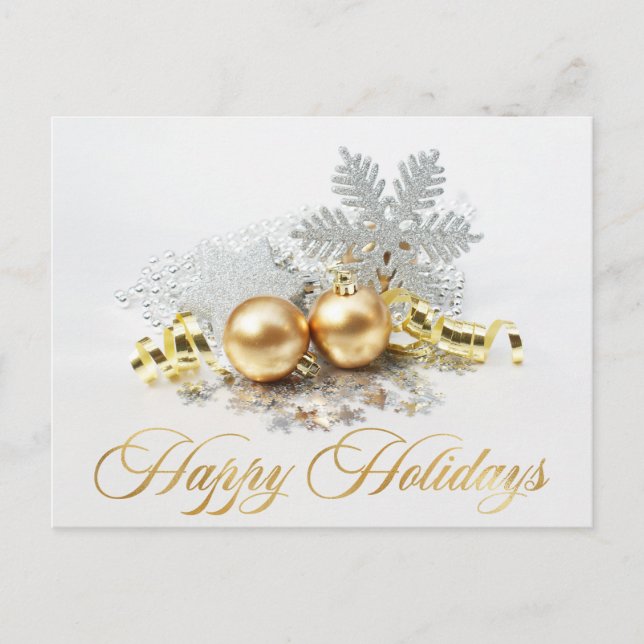 Golden Christmas Balls Ornament Firmengrüße Postkarte (Vorderseite)