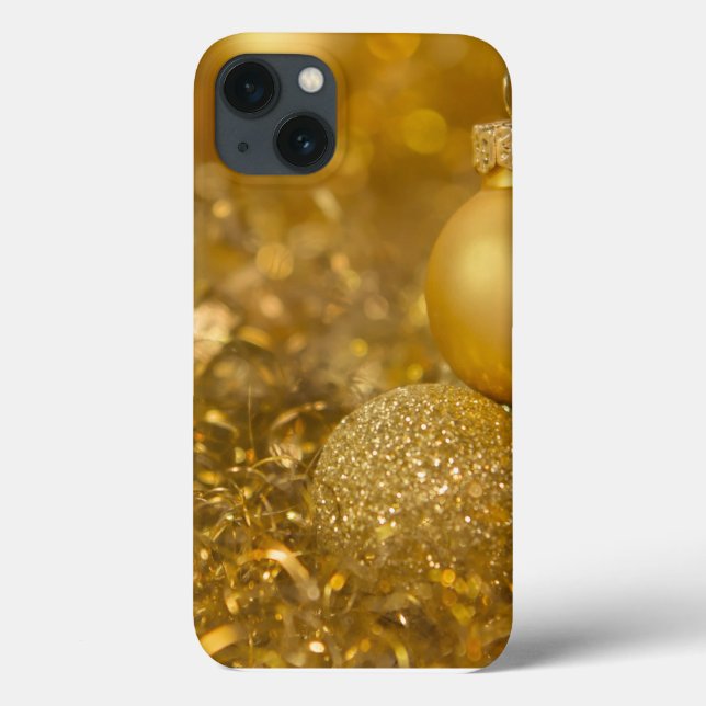 Golden Christmas Baubles Case-Mate iPhone Hülle (Rückseite)