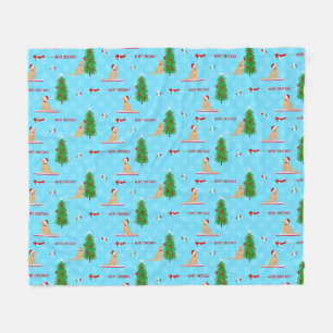 Golden Christmas Beach Day Fleece Blanket