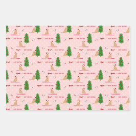 Golden Christmas Beach Day Pink Gift Wrap Set 3 Geschenkpapier Set