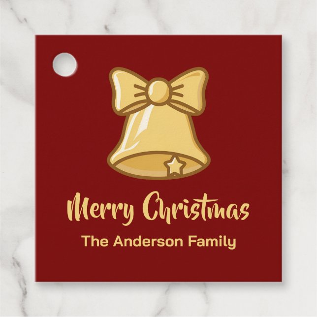Golden Christmas Bell Icon Geschenkanhänger (Vorderseite)