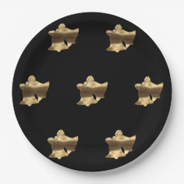 Golden Christmas Bells Schwarzes Gold Muster Elega Pappteller