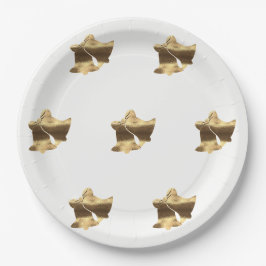 Golden Christmas Bells White Gold Muster Elegante Pappteller