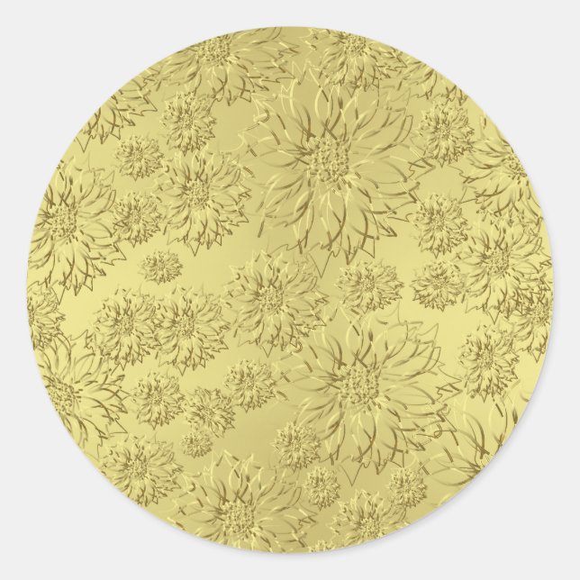 Golden Christmas Poinsettias on Foil Paper Runder Aufkleber (Vorderseite)